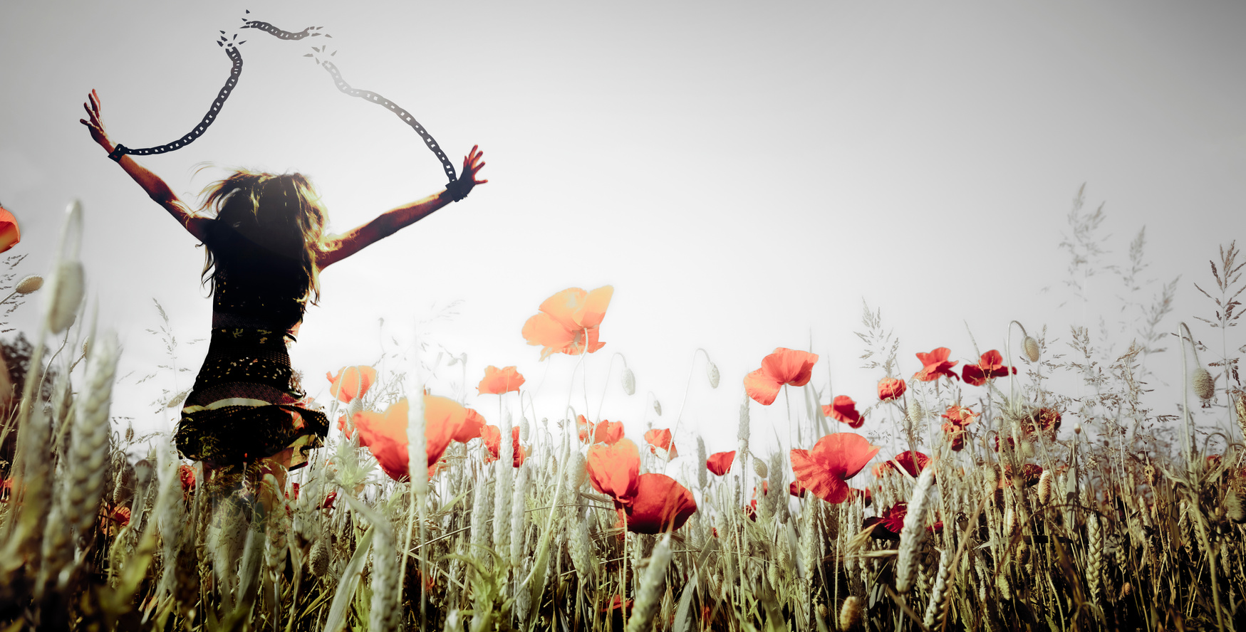 A woman breaking her chains